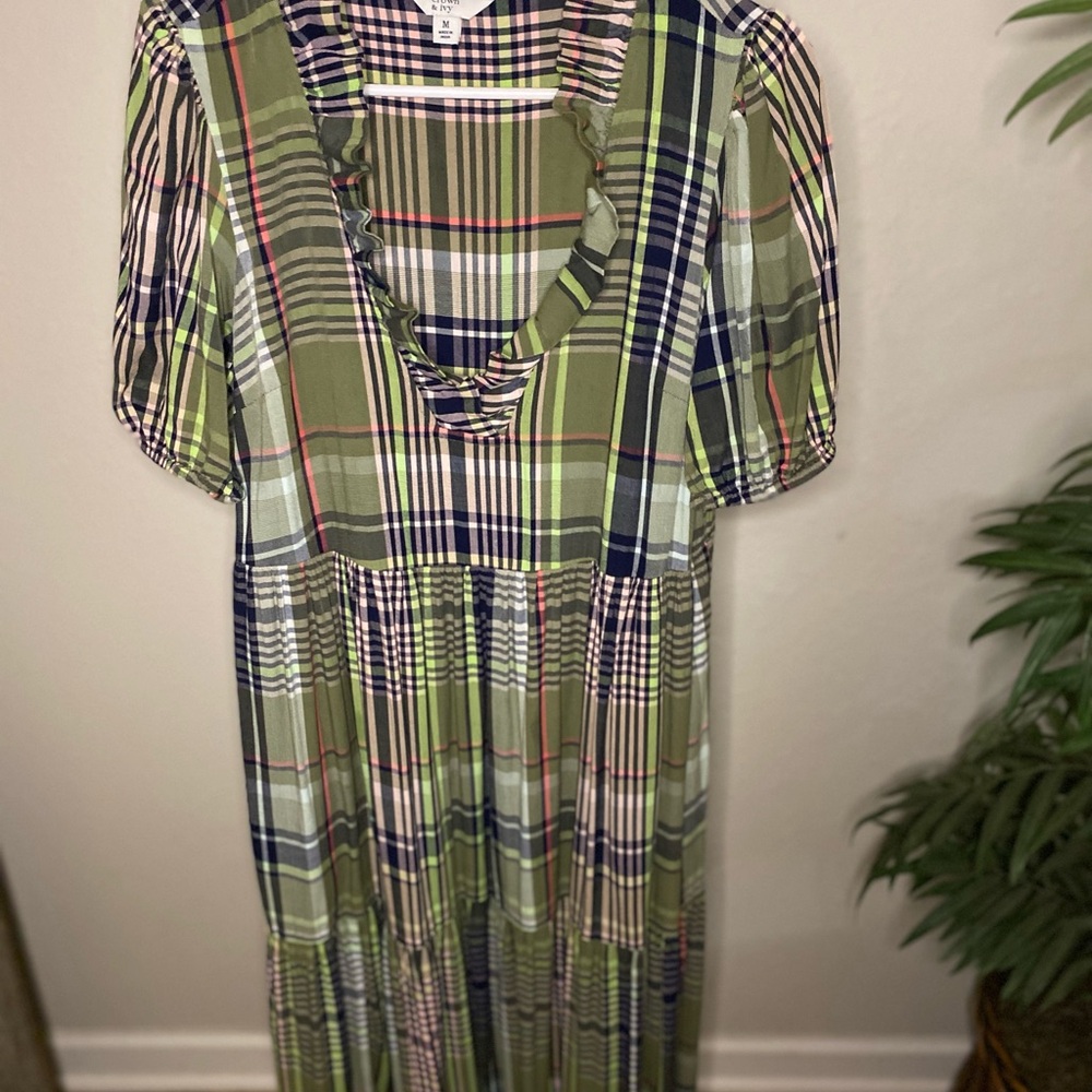 crown & ivy Green Plaid Maxi Dress